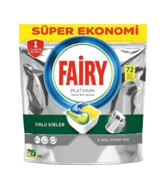 قرص ماشین ظرفشویی فیری پلاتینیوم 72 عددی با رایحه لیمو