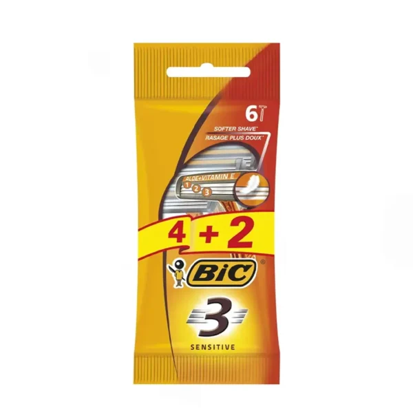 خودتراش ۳ لبه بیک مدل Sensitive بسته 6 عددی