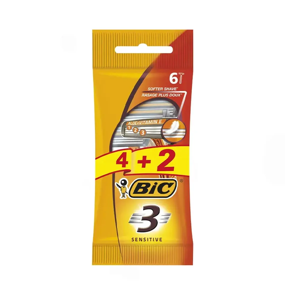 خودتراش ۳ لبه بیک مدل Sensitive بسته 6 عددی