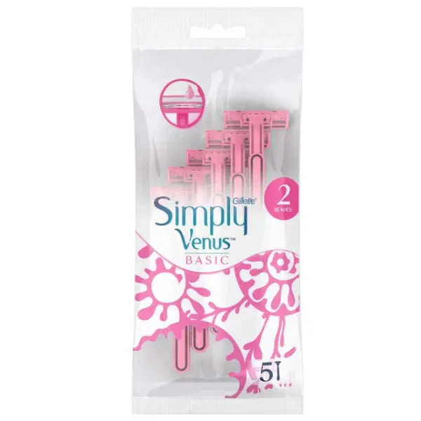 خودتراش ژیلت ونوس سیمپلی 2 تیغه بسته 5 عددی