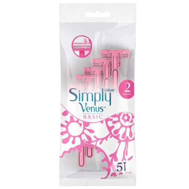 Gillette-Venus-Simply-2-Basic-5-li خودتراش ژیلت ونوس سیمپلی 2 تیغه بسته 5 عددی