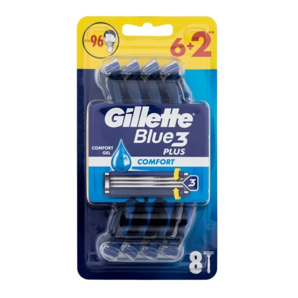 خودتراش 3 لبه مردانه ژیلت سری Blue 3 مدل COMFORT بسته 8 عددی