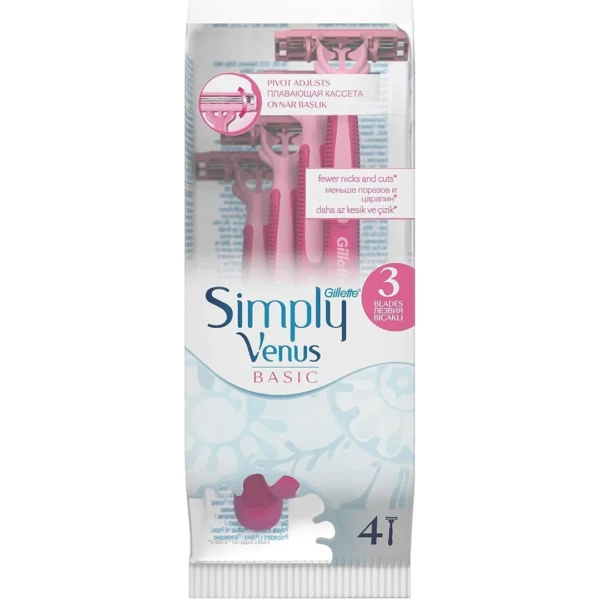خودتراش ژیلت زنانه مدل venus simply 3 بسته 4 عددی