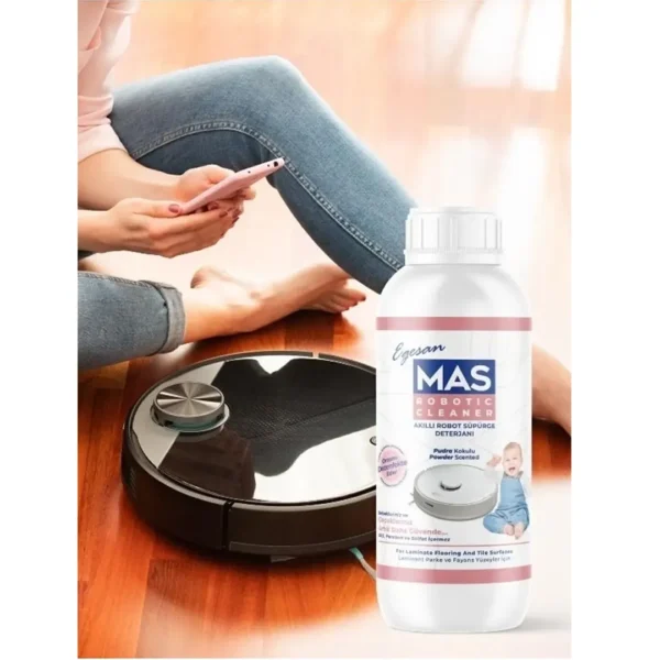 مایع شوینده جارو رباتیک Mas مناسب خانه‌های دارای کودک با رایحه پودر بچه حجم 500 میل